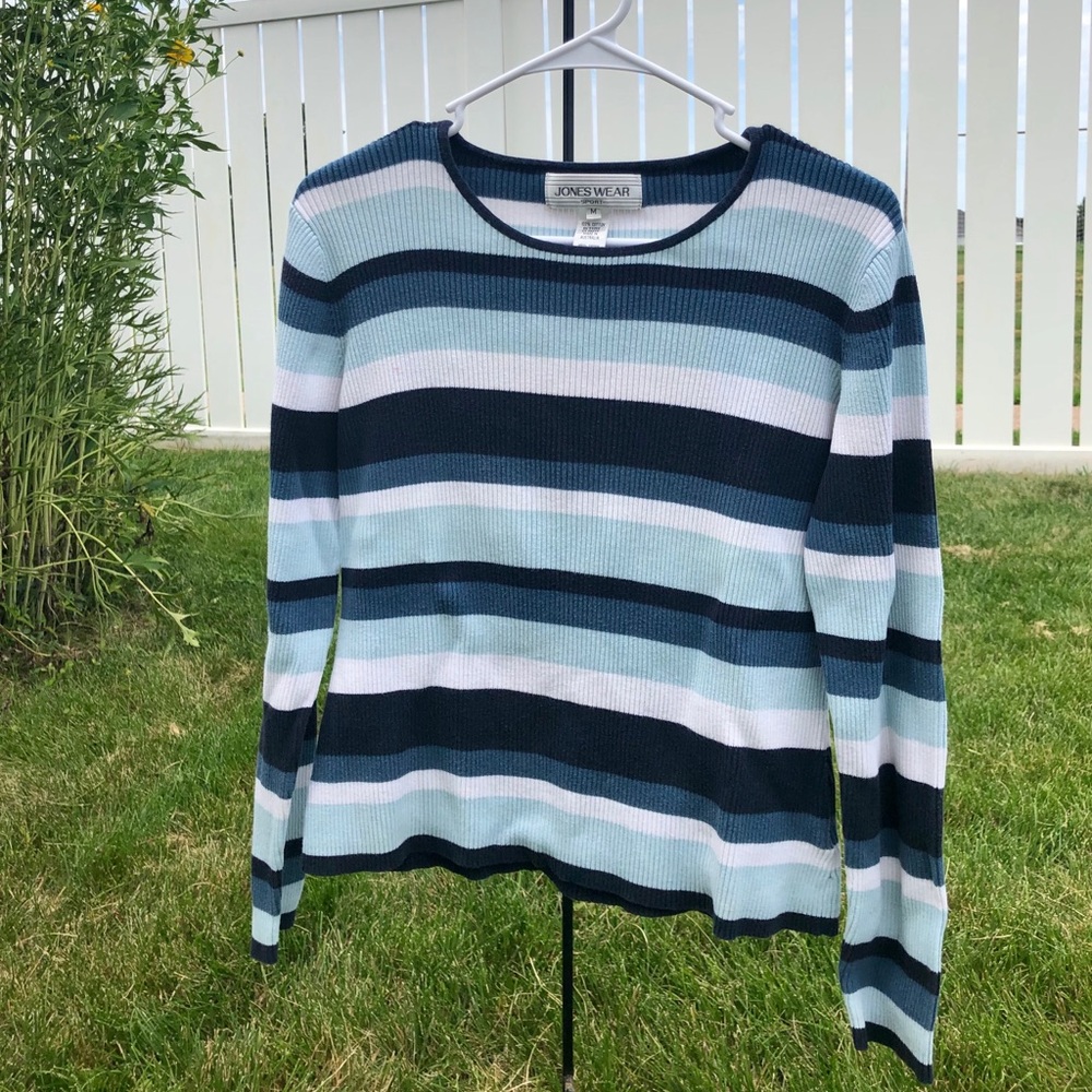 Blue and White- Striped- Sweater
